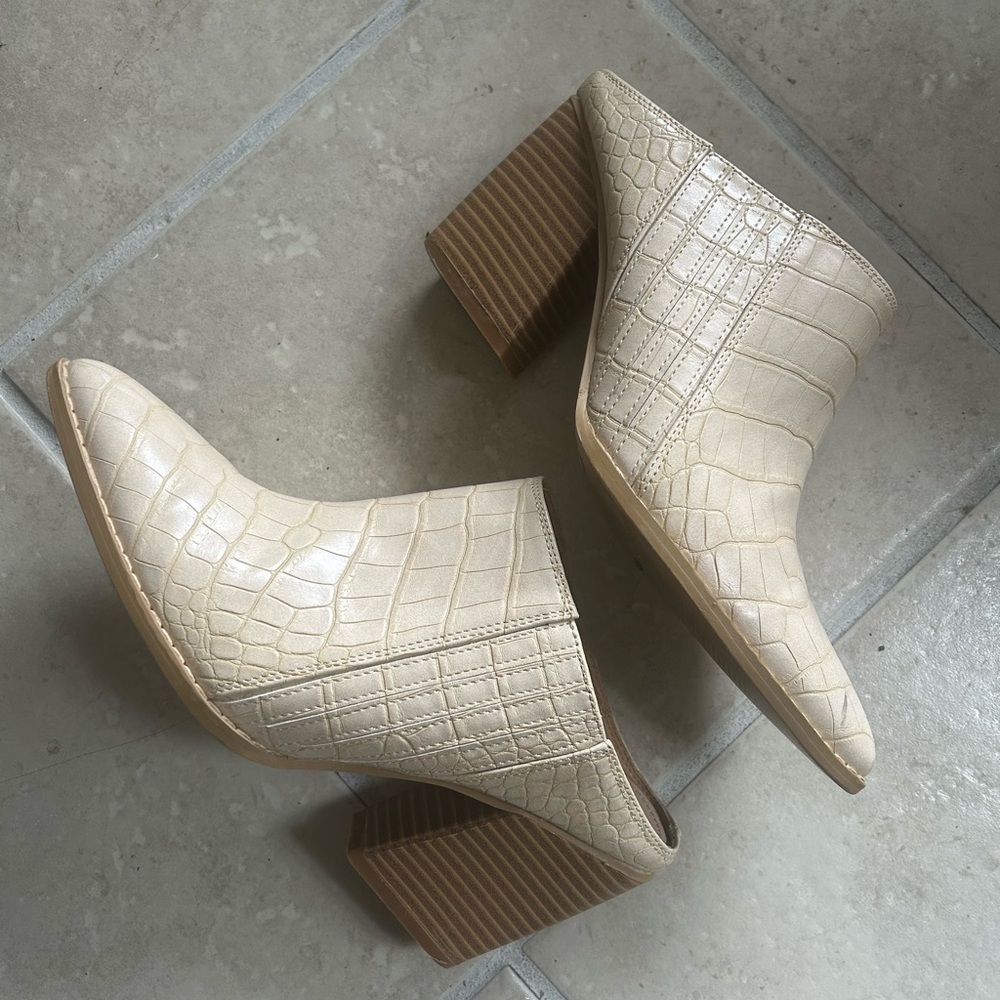 Beige Croc-Embossed Mules - Picture 2 of 2